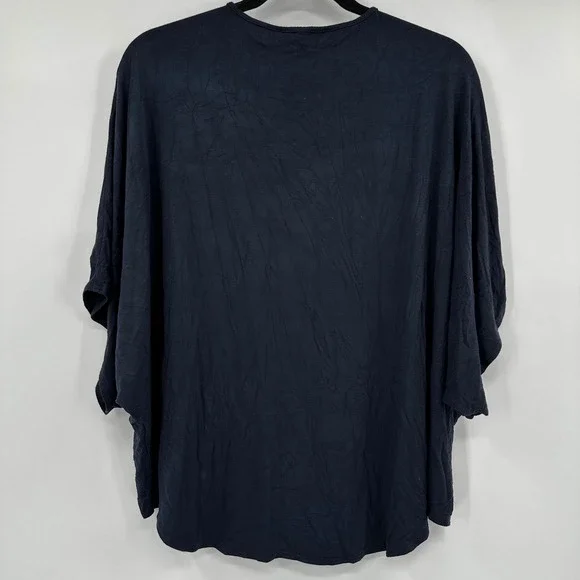 Sympli Womens Bamboo Knit V-Neck Dolman Sleeve Relaxed Top Navy Large Minimalist - Picture 6 of 9